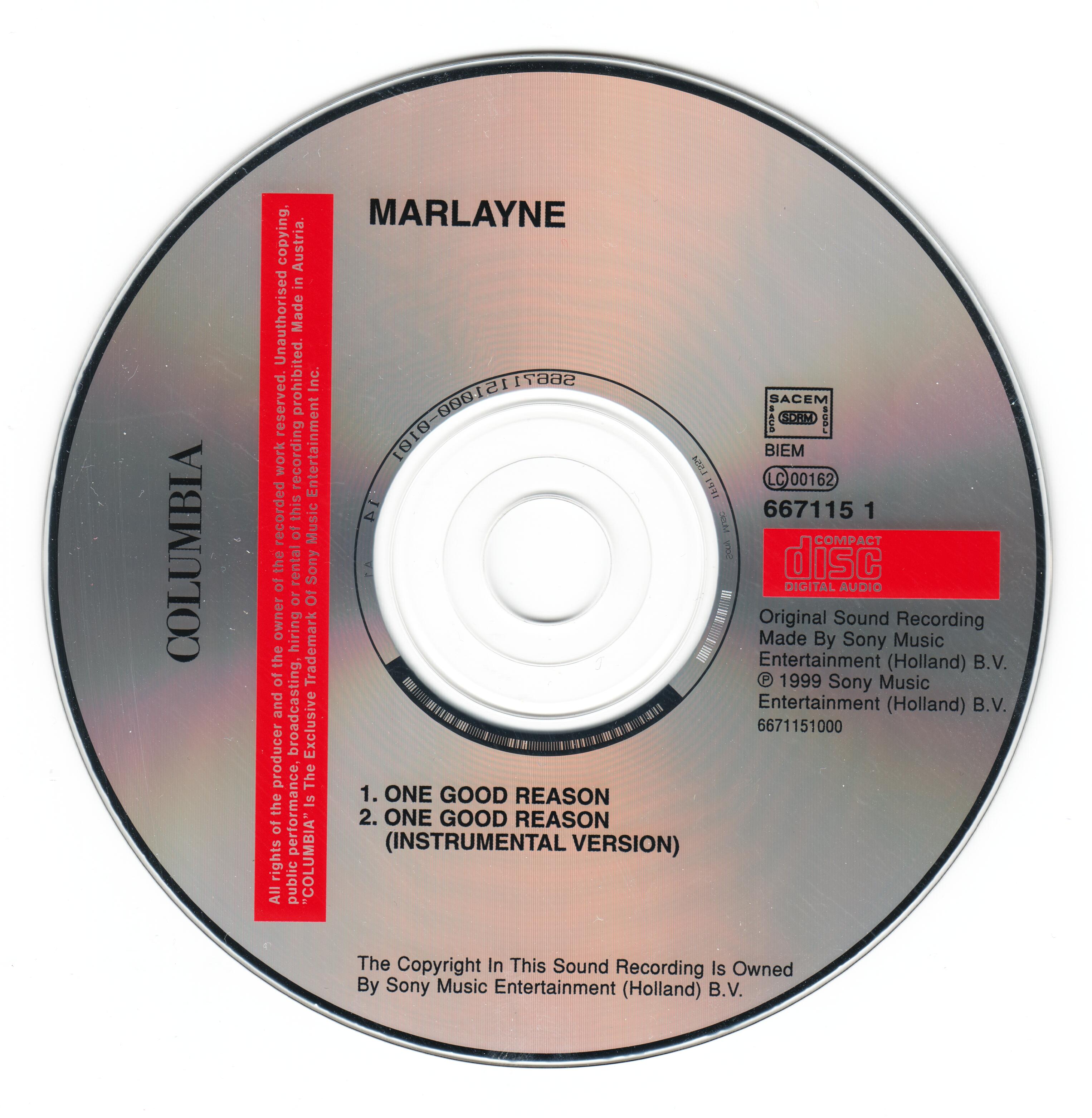 Eurovision Song Contest 1999; Marlayne  One Good Reason : CD